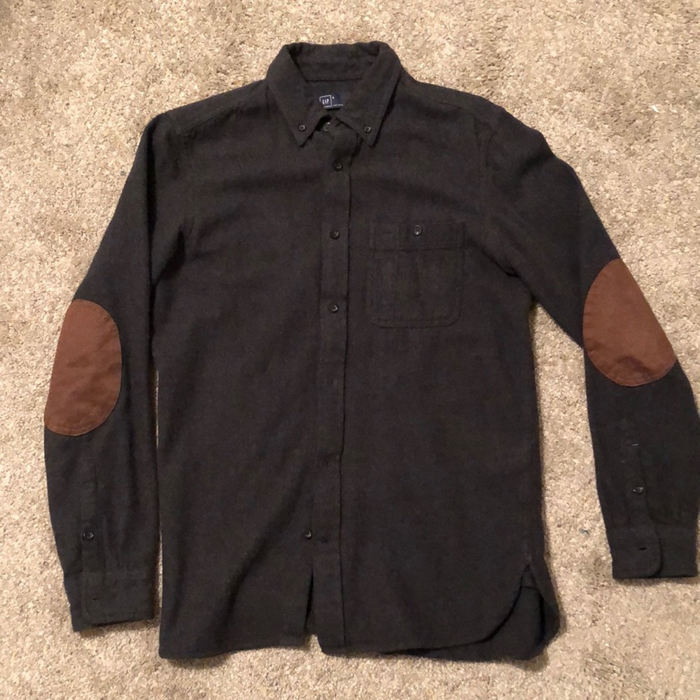 GAP Charcoal Flannel with leather elbows